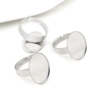 

13x18mm 10pcs/Lot No Fade Stainless Steel Adjustable Ring Settings Blank/Base,Fit 13x18mm Glass Cabochons-T1-23