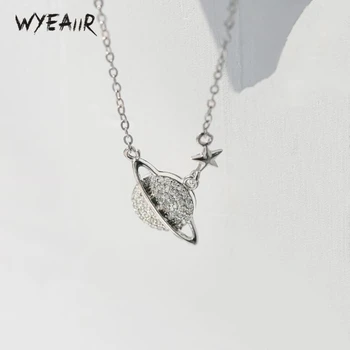 

WYEAIIR Original Creative Literary Planet Star Rhinestone Exquisite 925 Sterling Silver Clavicle Chain Female Necklace