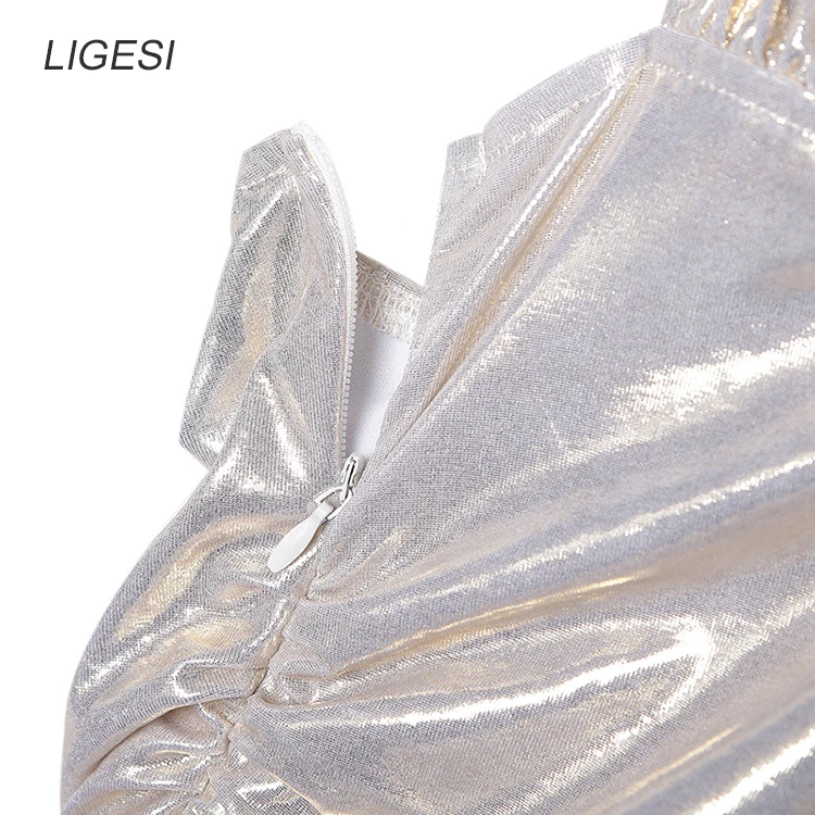 Golden Glitter Pleated Summer Bodycon Dress Women Sleeveless Elegant Party Dress Sexy Club V-Neck Mini Dresses Vestidos