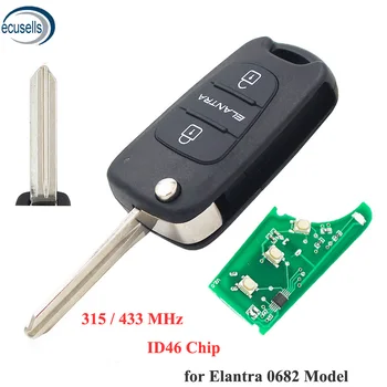 

3 Buttons Remote Key Fob 315/433MHz for Hyundai Elantra Complete Key with ID46 Chip for 0682 models