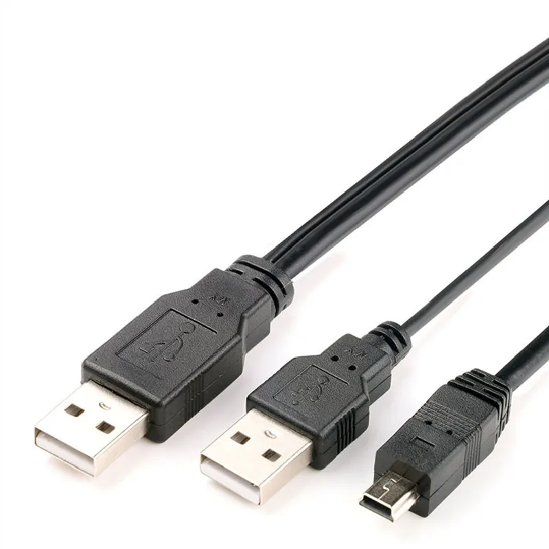 2 в 1 USB 0 двойной A Тип 2A штекер к мини 5-контактный Y-образный кабель для 5