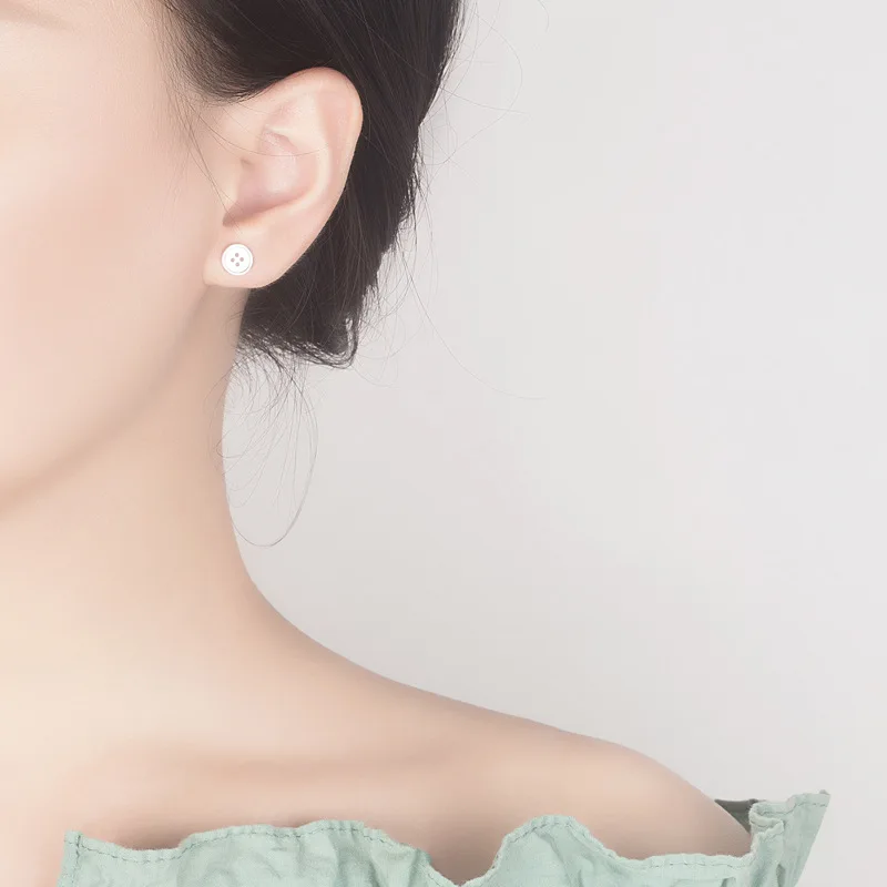 XIYANIKE 925 стерлингового серебра Мини Кнопка креативные корейские сережки-шпильки Мода Стиль гипоаллергенно ювелирные изделия для женщин Мода