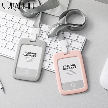 

URALLIFE Silicone ID Card Holder Employee Name ID Card Cover Work Certificate Identity Badge ID Business Case Protective Case