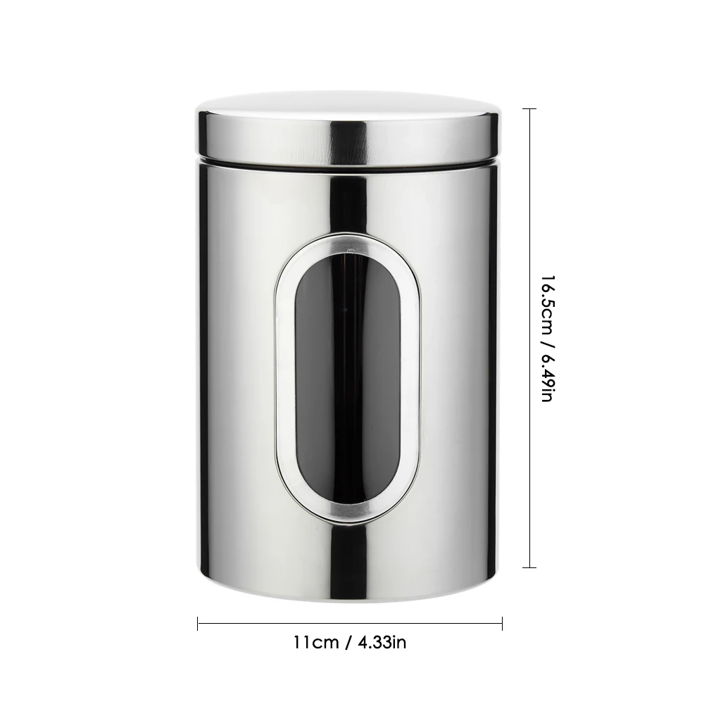 

Hot 3pcs/set Food Storage Container with Lids Grain Storage Tank Transparent View Window Stainless Steel Food Storage Box