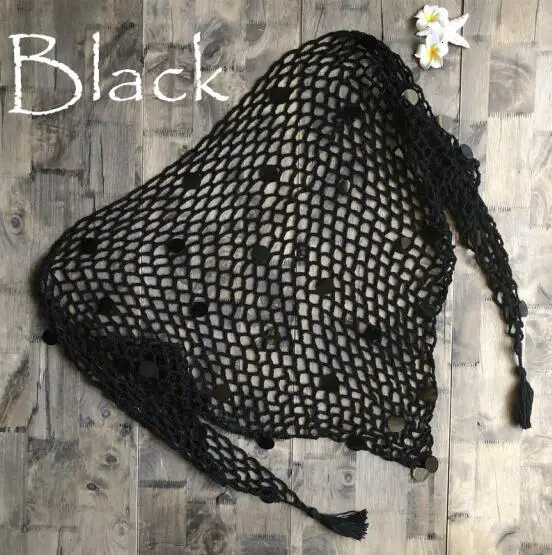 CROCHET BIKINI New Arrival Summer Sexy Women Sequin Hollow Out Fishnet Crochet Mesh Bikini Cover Up Swimwear Bathing Beach - Цвет: Black