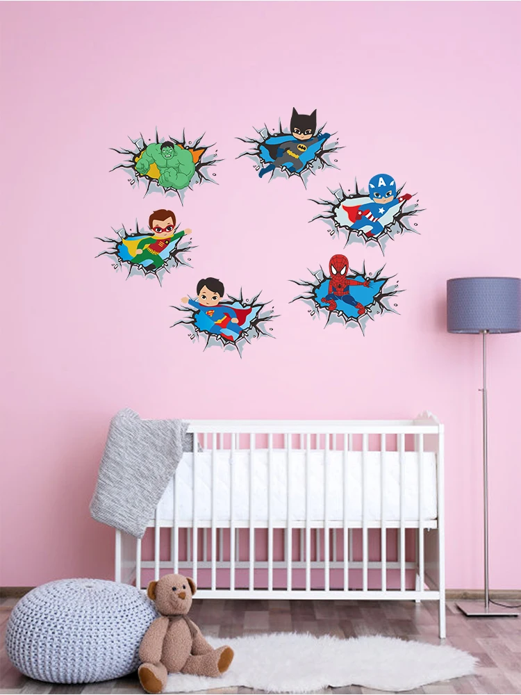 Детский Настенный 3d стикер с изображением героя мультфильма Халка капитана