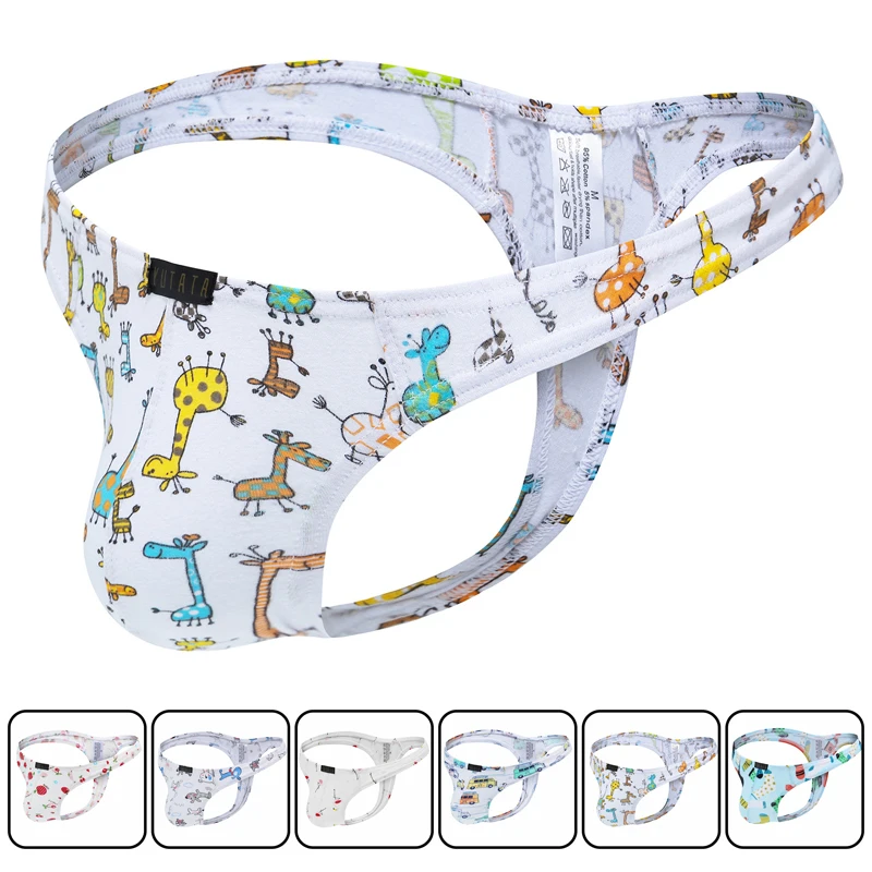 

Cartoon Men's Low Waist Thongs Sexy Sexy Men's Underwear Cotton Breathable Thongs sissy mens thongs and g strings gay jockstrap