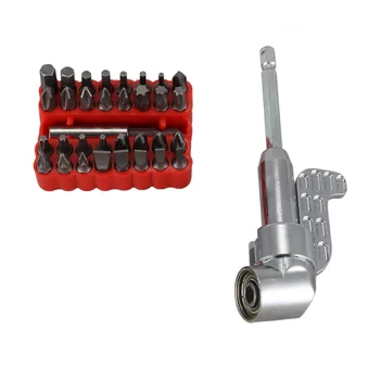 

1/4inch Hex Shank Magnetic Adapter Bending Drills Screwdriver + 33Pc Screwdriver Bits Adjustable Power Driver Tools Set