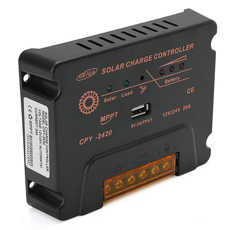 20A 10A MPPT Контроллер заряда 12 В/24 В батарея Панель Регулятор зарядное устройство с USB 5 В выход максимальная Пн входное напряжение 50 в