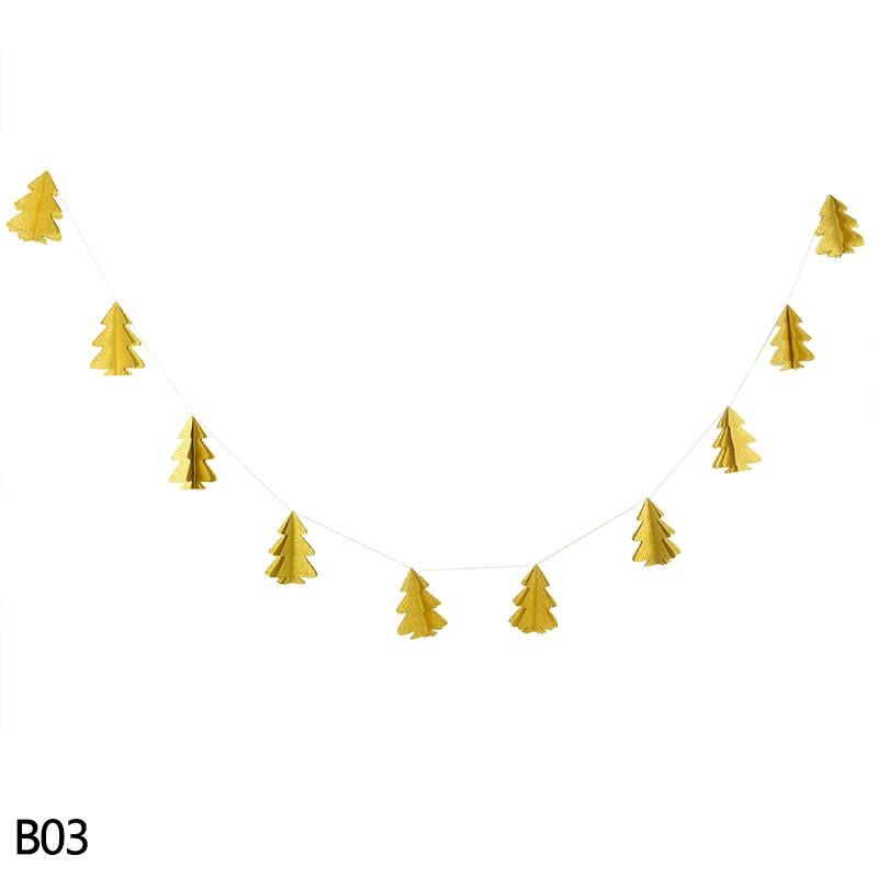 1 шт. 2,5 м длина 3D в форме рождественской елки баннер бумага Гарланд на Рождество год вечерние подвесные Декор 8z - Цвет: 5-B03