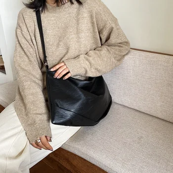 

Designer Ladies Handbag Large Capacity Black Shopping Bag Premium PU Leather Ladies Tote Bag Casual Women's Shoulder Bag bolsa