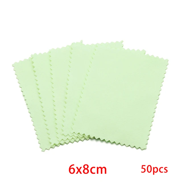 10-50pcs Polish Polishing Cloth Silver Color Cleaning  Polishing Cloth Soft Clean Wipe Wiping Cloth For Silver Gold Jewelry Tool Green 6x8 50Pcs