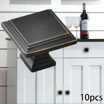 

10pcs Knobs Cabinet Black Cabient Door For Bathroom Square Modern Drawers
