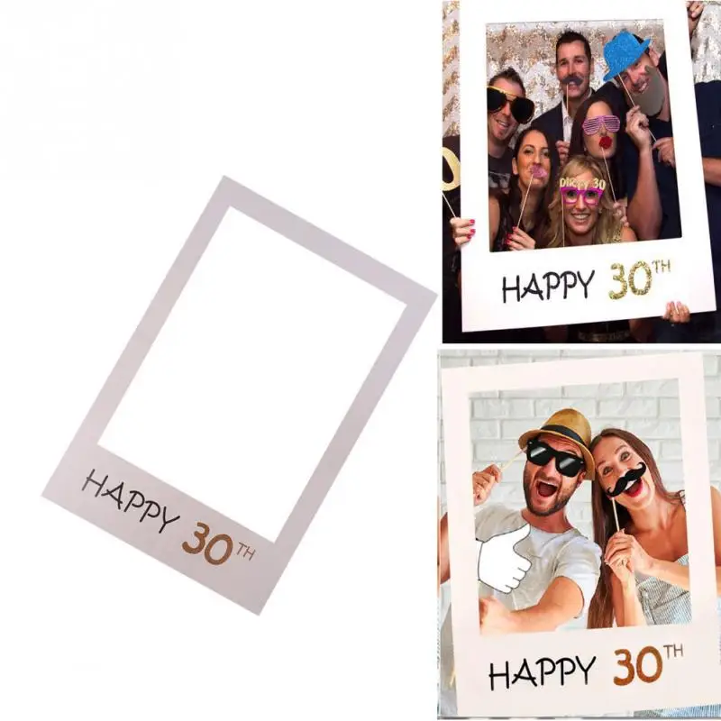 Happy paper Photo Booth Реквизит фоторамка юбилей 30 лет украшения для вечеринки в честь Дня рождения подарок 1/16/18/30/35/40/50/60th