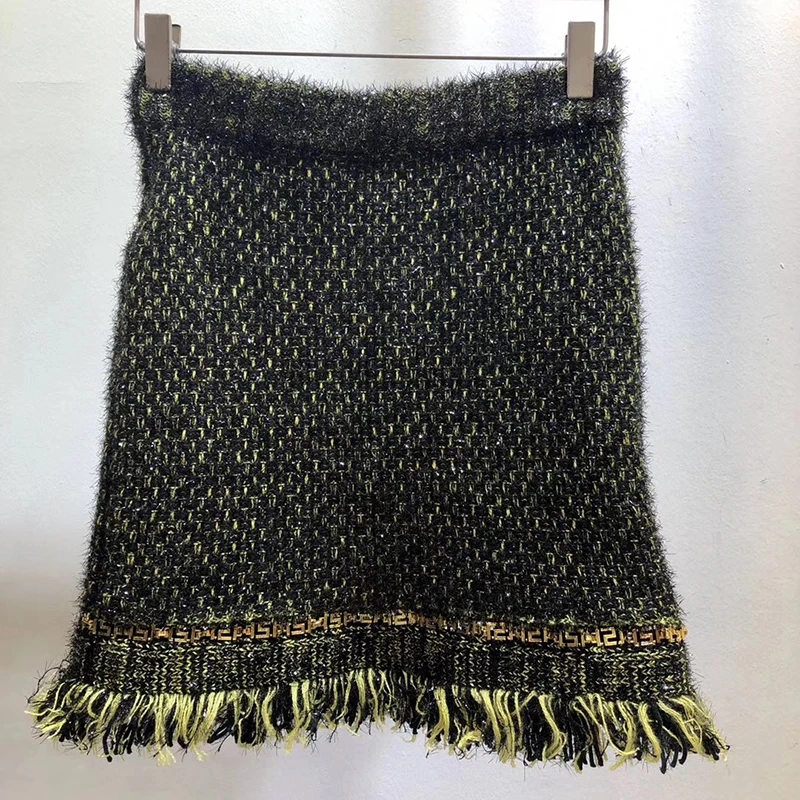 Осенне-зимний женский комплект, модная мини юбка и твидовая куртка, повседневный комплект из 2 предметов с юбкой для женщин