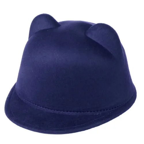 Детская Шляпа Fedora для маленьких мальчиков и девочек, Jazz, короткий край, Trilby, Солнцезащитная Панама, модная шерстяная шапка с ушками, мягкая дышащая Весенняя теплая шапка для девочек - Цвет: B