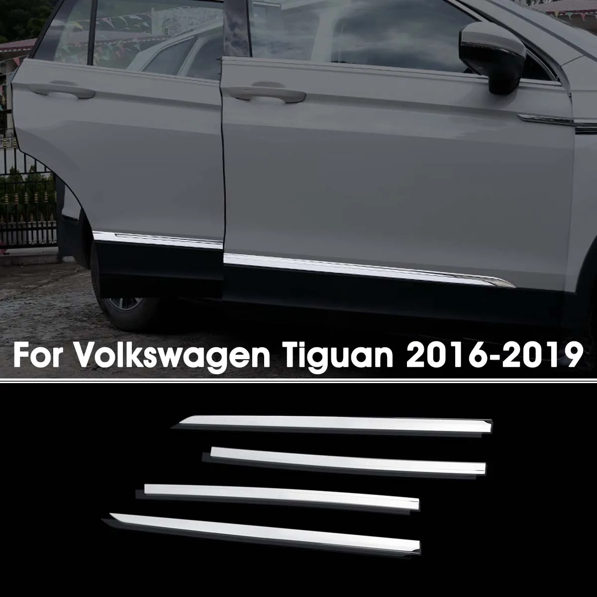 Autoleader 4 шт./компл. нержавеющая сталь для кузова автомобиля Боковая дверь литья Накладка наклейка в виде полосы подходит для Volkswagen Tiguan