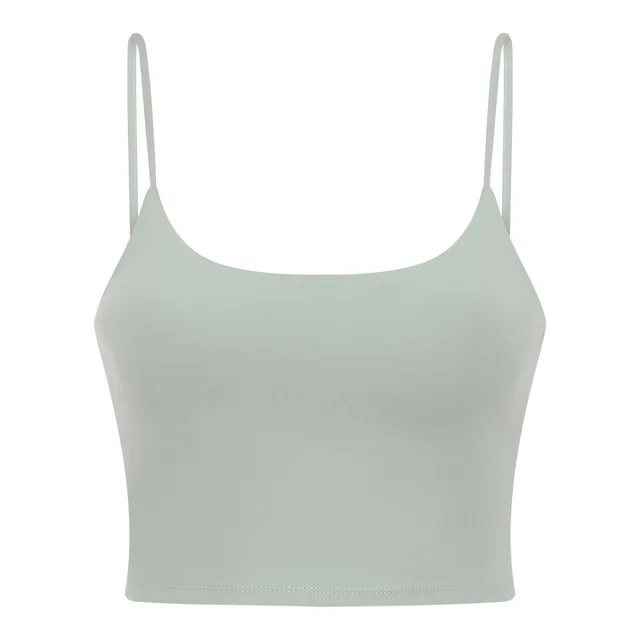 Solid Color Lulu Sport Tank Top Women Fitness Bra Yoga Vest No Rims With Chest Pad Butter Soft Beauty Back Half Sling Gym Clothe Jasmine Green