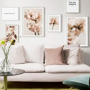 

Pink Flower Natural Plant Quotes Nordic Poster Wall Art Canvas Painting Posters And Prints Wall Pictures For Living Room Decor