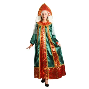 

Russian folk costume "Marya the Artisan", dress, kokoshnik, size 46, height 172 cm, color malachite