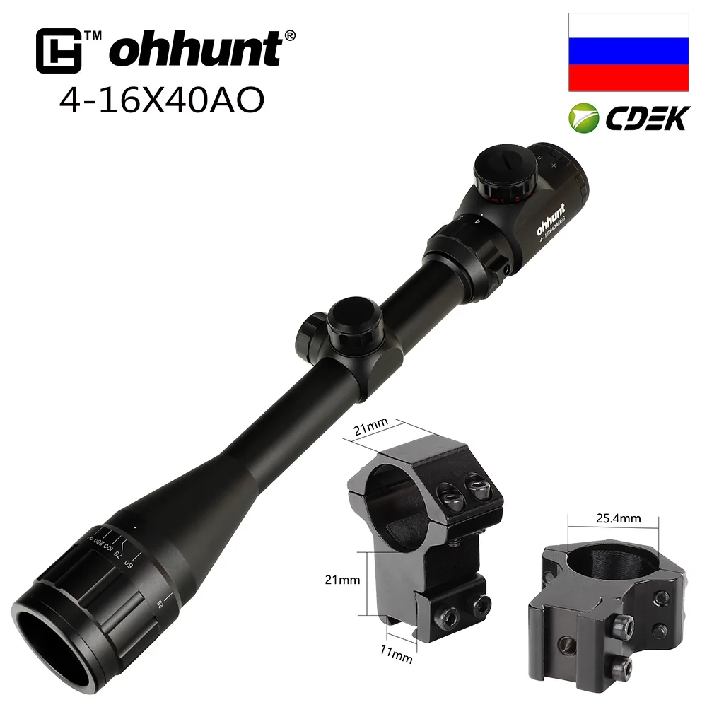 with Dovetail Ring Ohhunt 4X32 3-9X40 4-16X40 6-24X50 винтовка Сфера провода охотничий прицел 1 дюймов оптический прицел тактический прицелы для стрельбы - Цвет: with Dovetail Ring