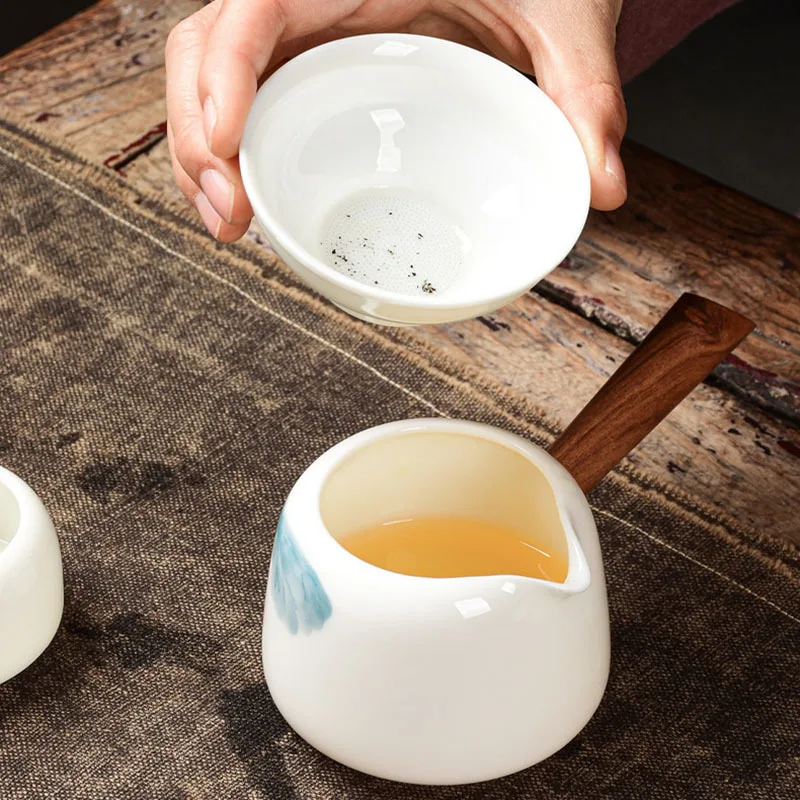 Tea Filter Mutton Fat Jade Pure White Tea Leakage White Porcelain Kung Fu Household Tea Set