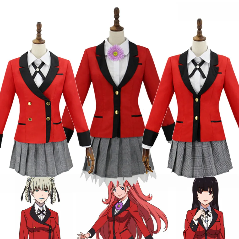 Fashion Girls Cosplay Skirt Set Kirari Momobami Jabami Yumeko Yumemite Halloween Costume Full JP Anime School Girl Uniform |