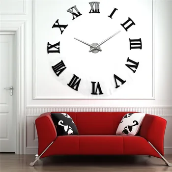 

Modern DIY 3D Wall Clock Roman Numerals Large Size Mirrors Clock Luxury Art Wall Sticker for Living Room Home Decoration