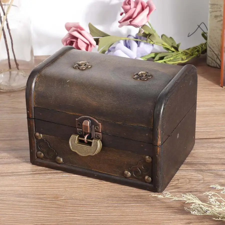 

Vintage Style Jewelry Organizer Storage Box Home Decoration with Lock Necklace Earring Ring Container Watch Gift Watch Display