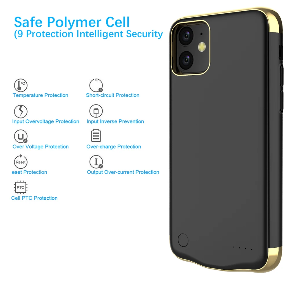 Для iPhone 11 6,1 дюймов зарядное устройство чехол 6000 мАч внешнее резервное зарядное устройство power Bank чехол для батареи телефона защитный ковер