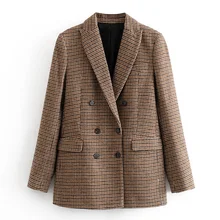 RR двубортные пиджаки для женщин, модные повседневные клетчатые куртки с принтом, женские элегантные костюмы с длинным рукавом для женщин