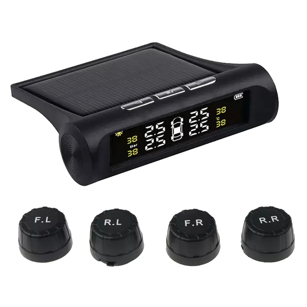 RV Car TPMS Tire Pressure Alarm Monitor System Solar Powered External Sensor