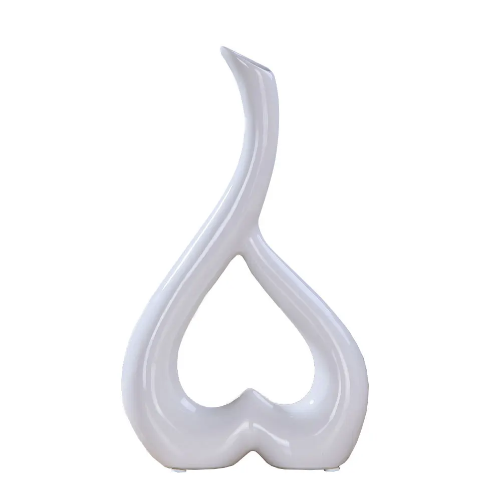 Beautiful Floral Vase Heart Shape Wedding Ornament Party Decorations Flower Vase Ceramic 5 Color Decor Home Gift Festival - Цвет: White