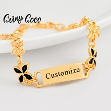 

Cring Coco Customize Name Capital Letters Bracelet Hawaiian Mother Baby Custom Jewelry 2021 New Design Bracelets for Women Men
