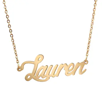 

Customized Nameplate Necklaces Fancy English Lette Name Stainless Steel Gold Necklace Personalized Gifts Jewelry