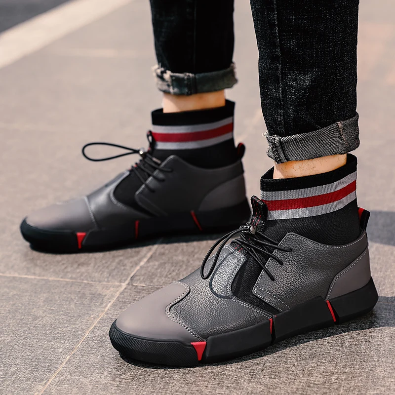 

Popular Casual Shoes Men Black High Top Mens Sock Sneakers Designer Walking Shoes Men Flats Fashion Men Shoes Wearable Sneakers