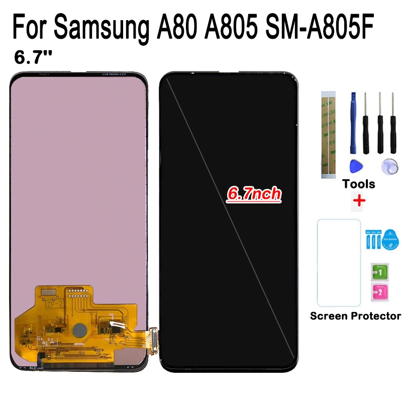 

TFT 6.7'' LCD HD Display For Samsung Galaxy A80 SM-A80 A805 A90 A905 Touch Screen Digitizer Assembly + Screen Protector