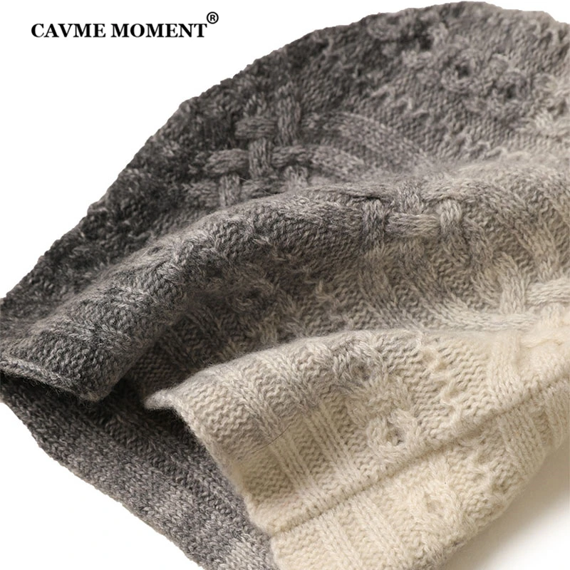 CAVME кашемировый шарф, шапка, перчатки, наборы, унисекс, серый цвет, градиентные вязаные кашемировые колпачки, длинные шарфы, короткие перчатки, роскошный подарок