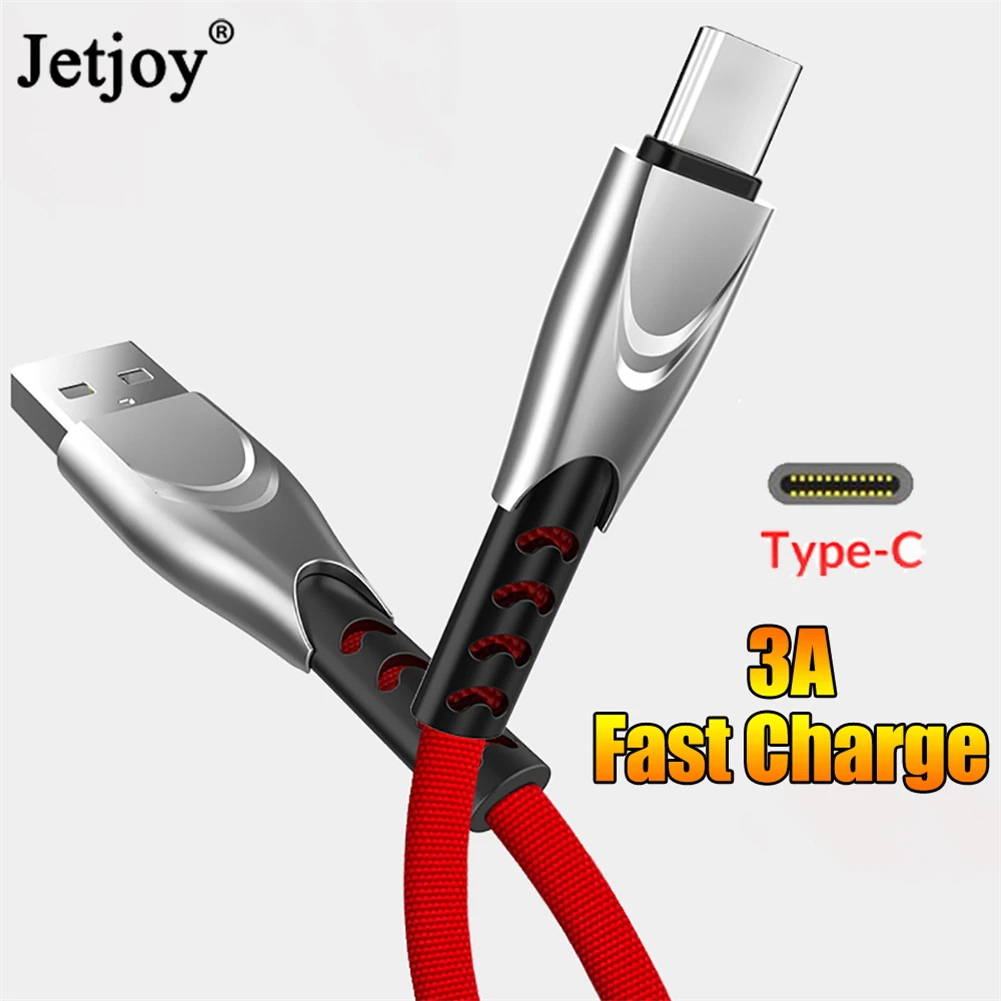 Jetjoy 3A usb type C зарядное устройство Синхронизация Дата-кабель для быстрой передачи данных Зарядка для samsung huawei Xiaomi телефон Плетеный алюминиевый сплав зарядный кабель