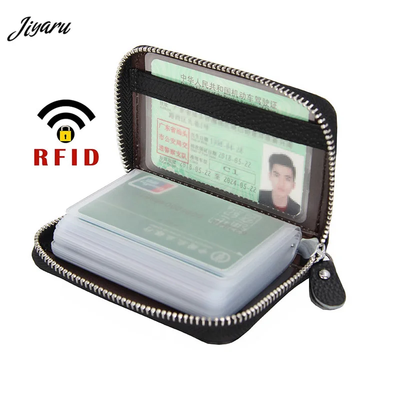 

2019 New Women Men Card Holder Cow Leather Card Wallet Prevent RFID Female Credit Card Holder Business Card Holder Organizer
