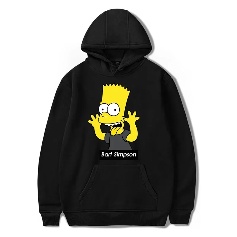 Худи унисекс с длинными рукавами и принтом «The Simpson family Bart Simpson», Свободная Женская толстовка - Цвет: Черный