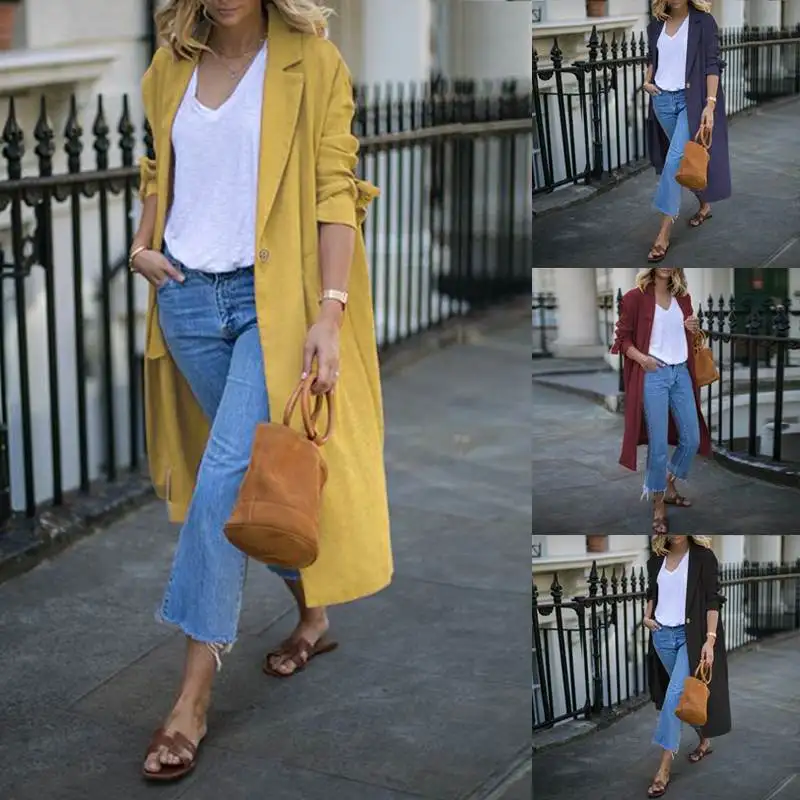 Promo  2019 Fashion Coat Women Casual Long Sleeve Cotton Jackets Turn Down Collar Cardigan Female Cotton L