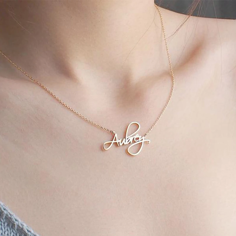 

Custom Baby Necklaces Script Style Cursive Name Necklaces Silver Gold Rose Child Choker Women Necklace Wedding Bridesmaid Gift