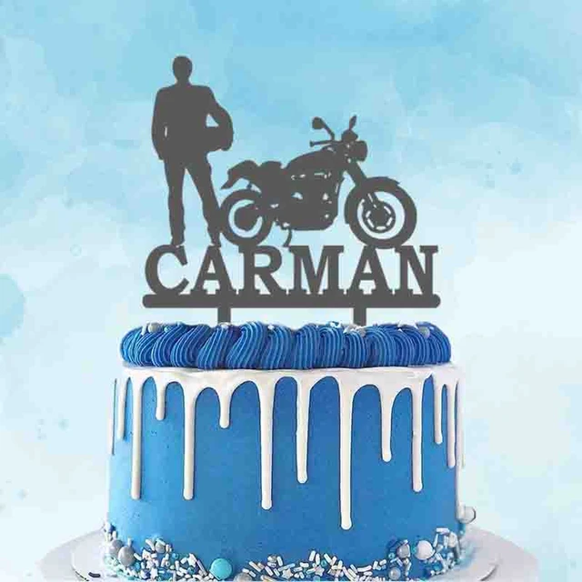 Motocicleta Modelo Bolo Topper Motocicleta Tema Kids Party Decor Picks  Feliz Aniversário Bolo Topper para Decoração de Aniversário do Menino Homem  - AliExpress