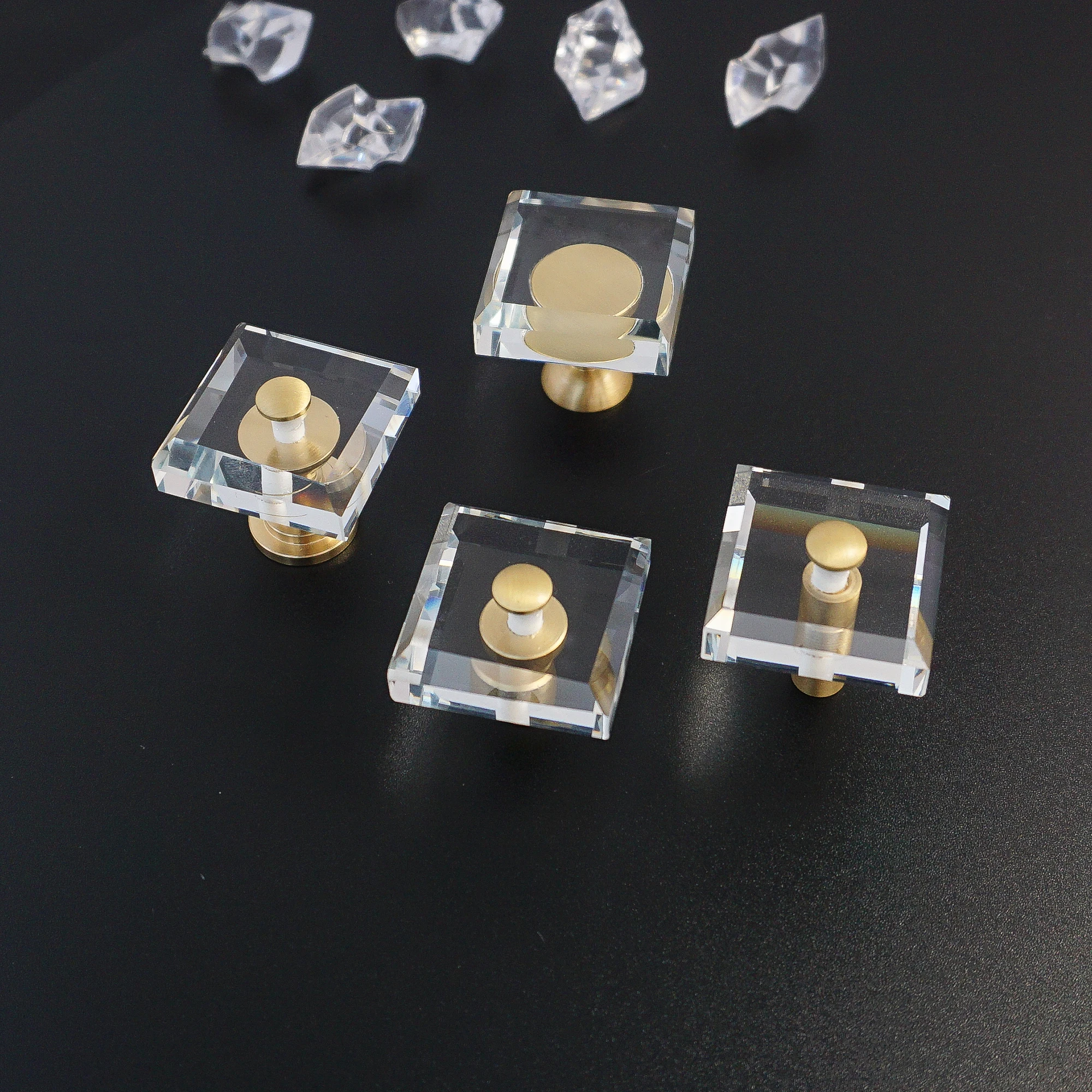 Crystal Glass Pulls Handles Drawer Dresser Pull Gold Kitchen Cupboard Door Knob Handle