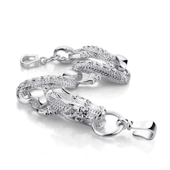 

Fashion domineering silver dragon bracelet 100% Solid 925 Silver 15mm 23cm Bracelet for Men Sterling Silver Men's Jewelry