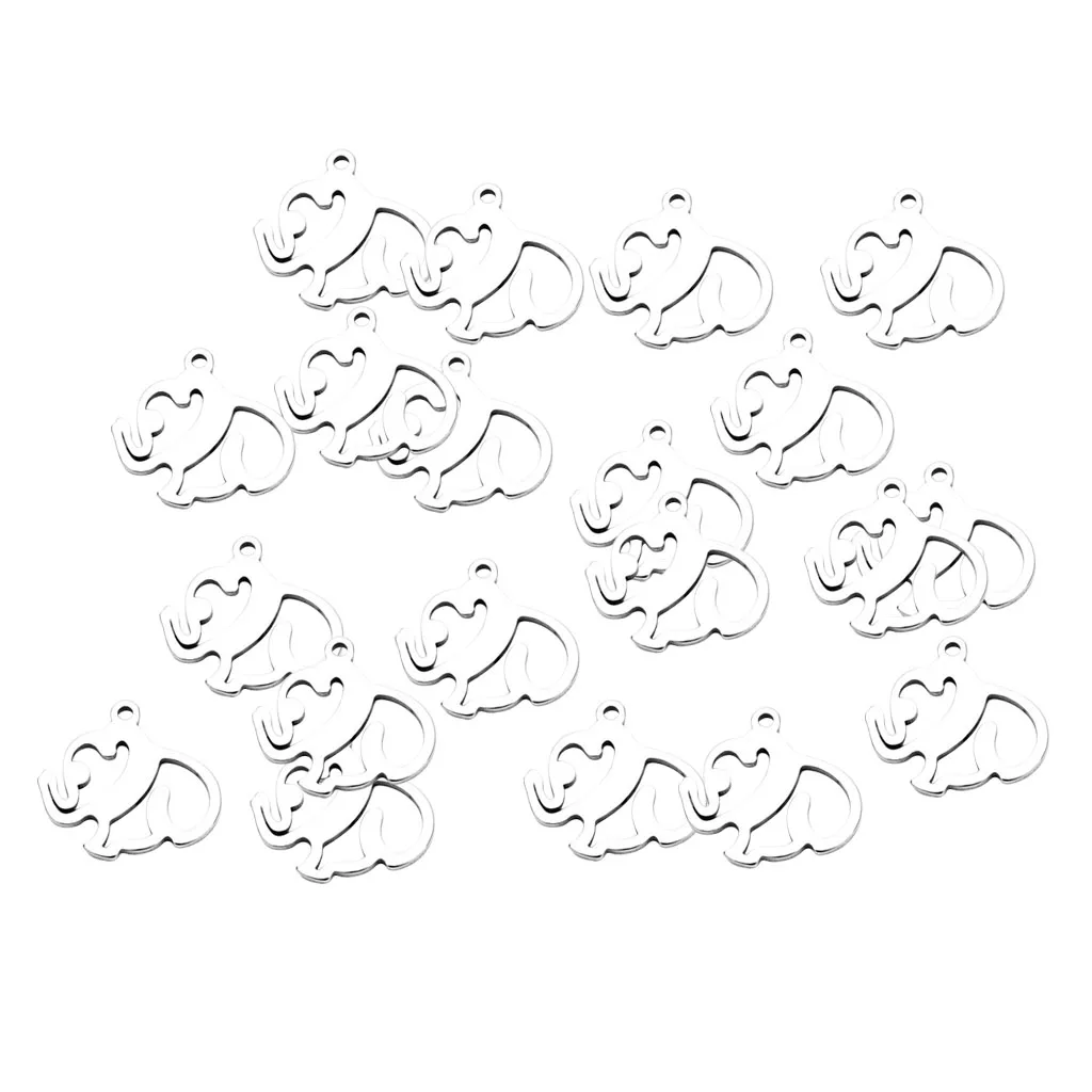 20x Stainless Steel Tiny Elephant Charm Pendant Necklace Bracelet Earrings