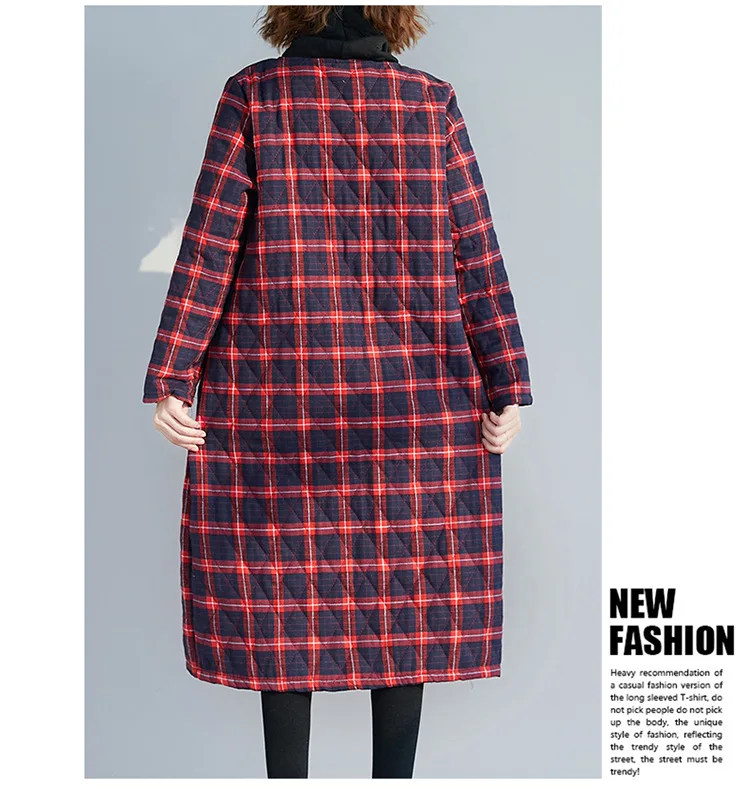 Fat Mm2019 Winter New Products Padded Thick Warm High Collar Pattern Large Size Dress Literature And Art Pattern Cotton Coat Cot