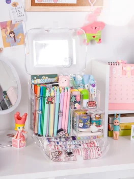 

Large Capacity Pencil Storage Case Container Makeup Organizer Box Desktop Sundries Storage Box Stationery Box School