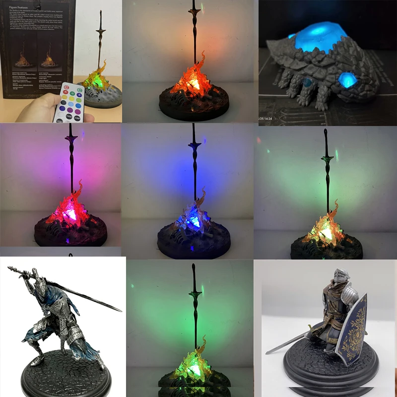 Фигурка Dark Souls костер светодиод подсветка Хрустальная ящерица черный фараам